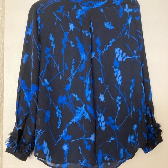 Banana Republic Vibrant Blue & Black Long Sleeves Button Down Top Medium - Picture 3 of 6